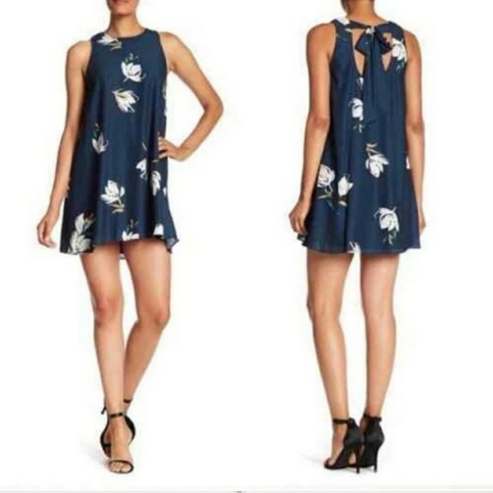 Amanda Uprichard Navy Floral Backless Dress M
